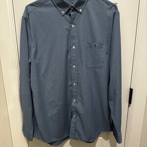 Vineyard Vines Navy Checkered Button Down Shirt